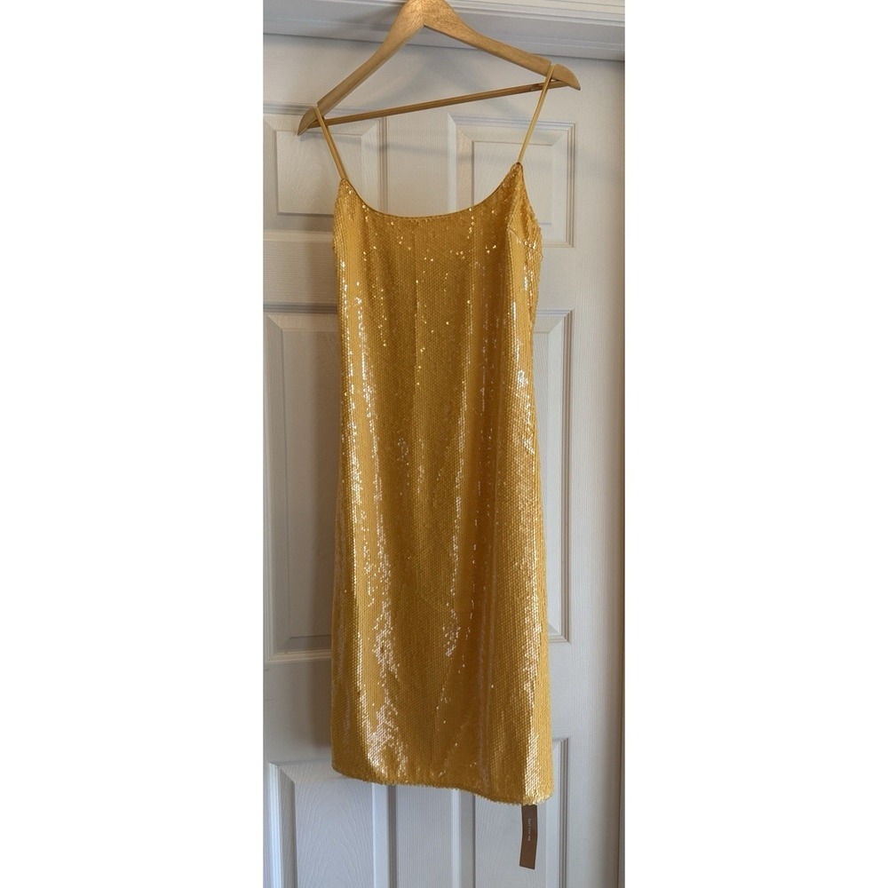Reformation Dress 4 Yellow Sequin Ibiza Collection Spaghetti Strap FLAW Photo